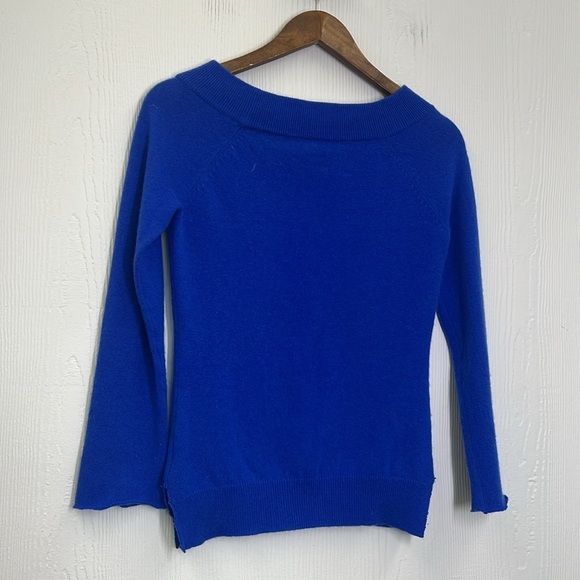 Ralph Lauren - Bright Bold Blue 100 Percent Cashmere Frayed Hemlines Sweater Sm - Picture 10 of 10
